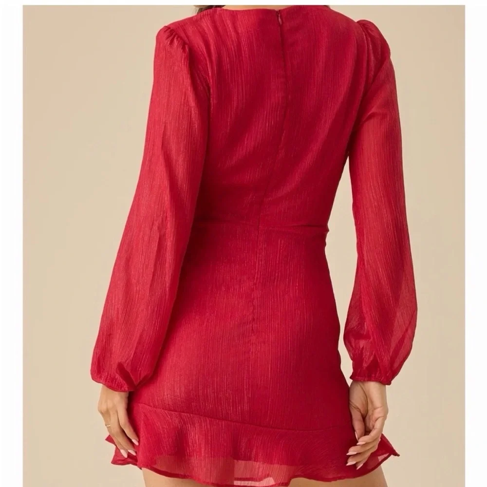 Altar'd State Vibrant Red Long Sleeve Dress - Picture 2 of 6